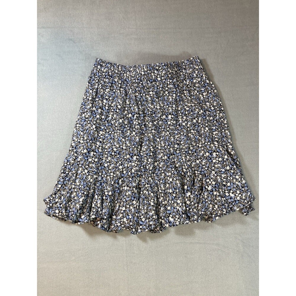 EUC Loft Blue Floral Ruffled Mini Skirt Petite XS